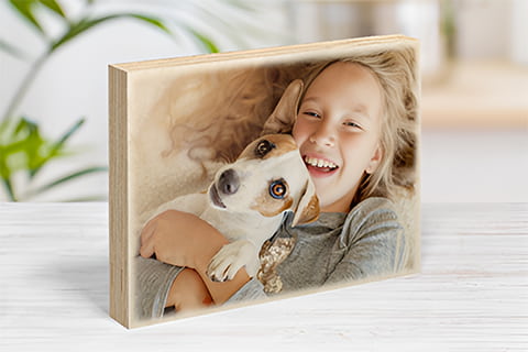 Holzblock mit Foto Raumansicht
