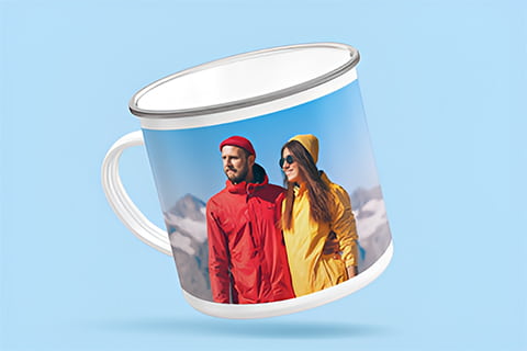 Emaille Tasse personalisiert Komplette Ansicht