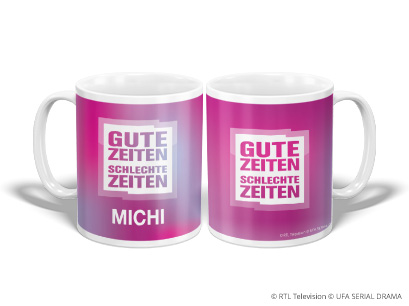 GZSZ Tasse Logo pink Vorder- und Rückansicht