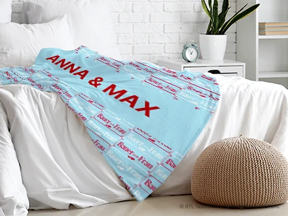 Premium Decke Logo auf einem Bett