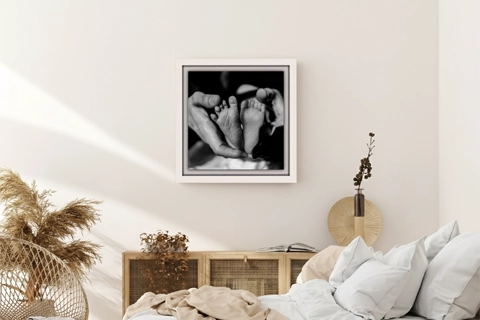 Kleine gerahmte Leinwand mit Neugeborenenfoto